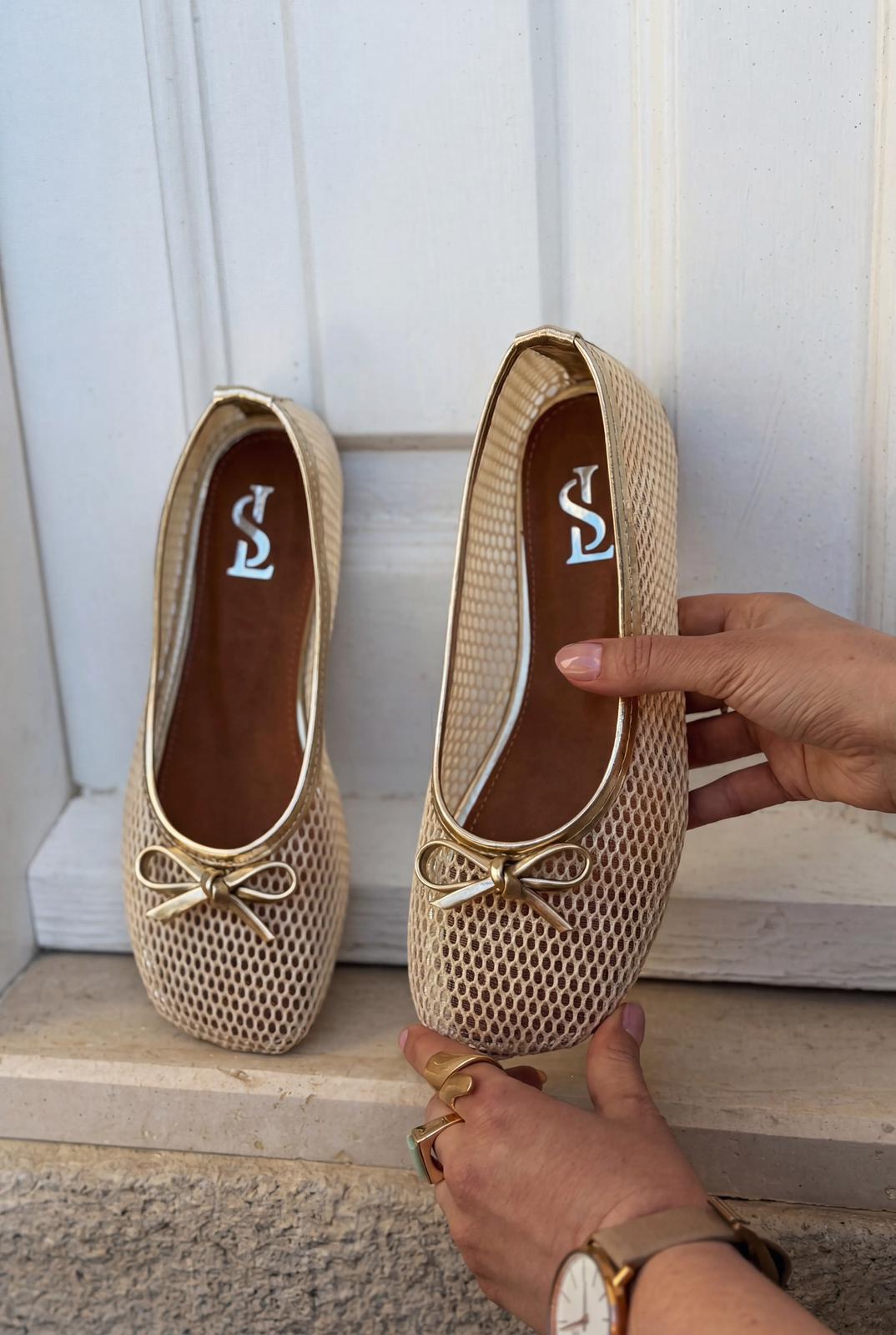 Torina Beige Mesh Women's Flats