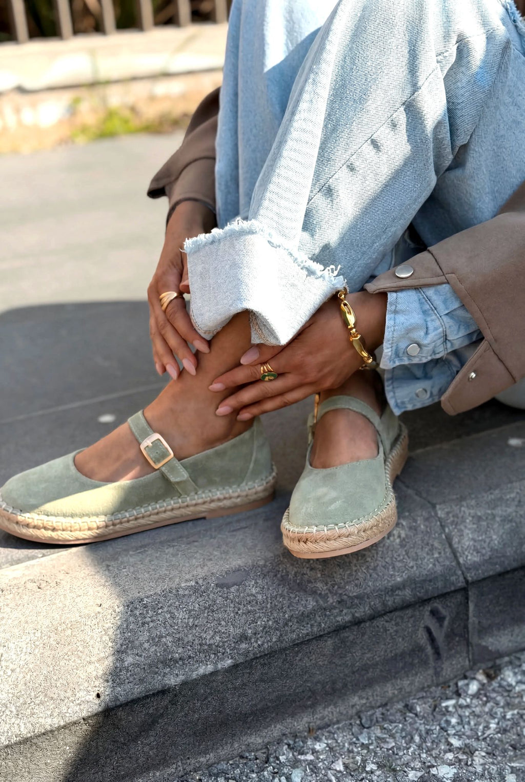 Marena Mint Green Genuine Suede Women's Espadrilles