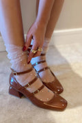 Noteras Brown Patent Faux Leather Women's Mary Jane