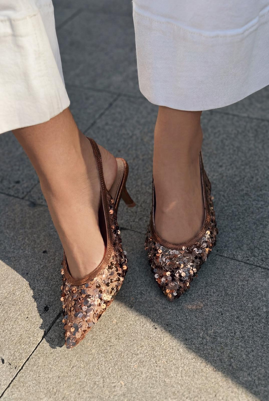 Selorine Bronze Sequin Women's Stilettos