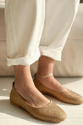 Lodiya Beige Satin Stone-Embellished Women's Flats