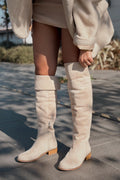 Jolvern women's boots Beige suede fringe detail