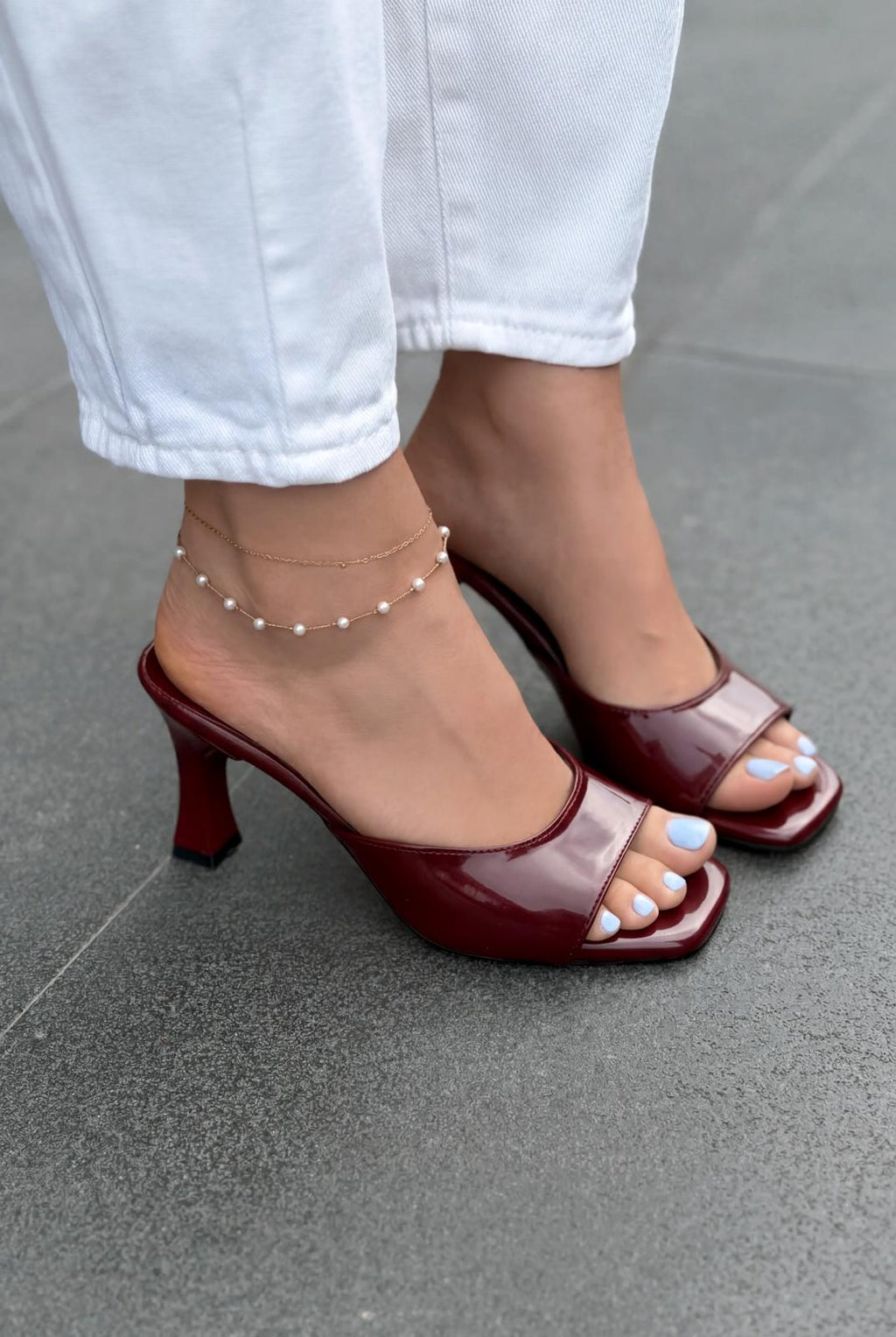 Arinor Burgundy Patent Faux Leather Women's Pumps