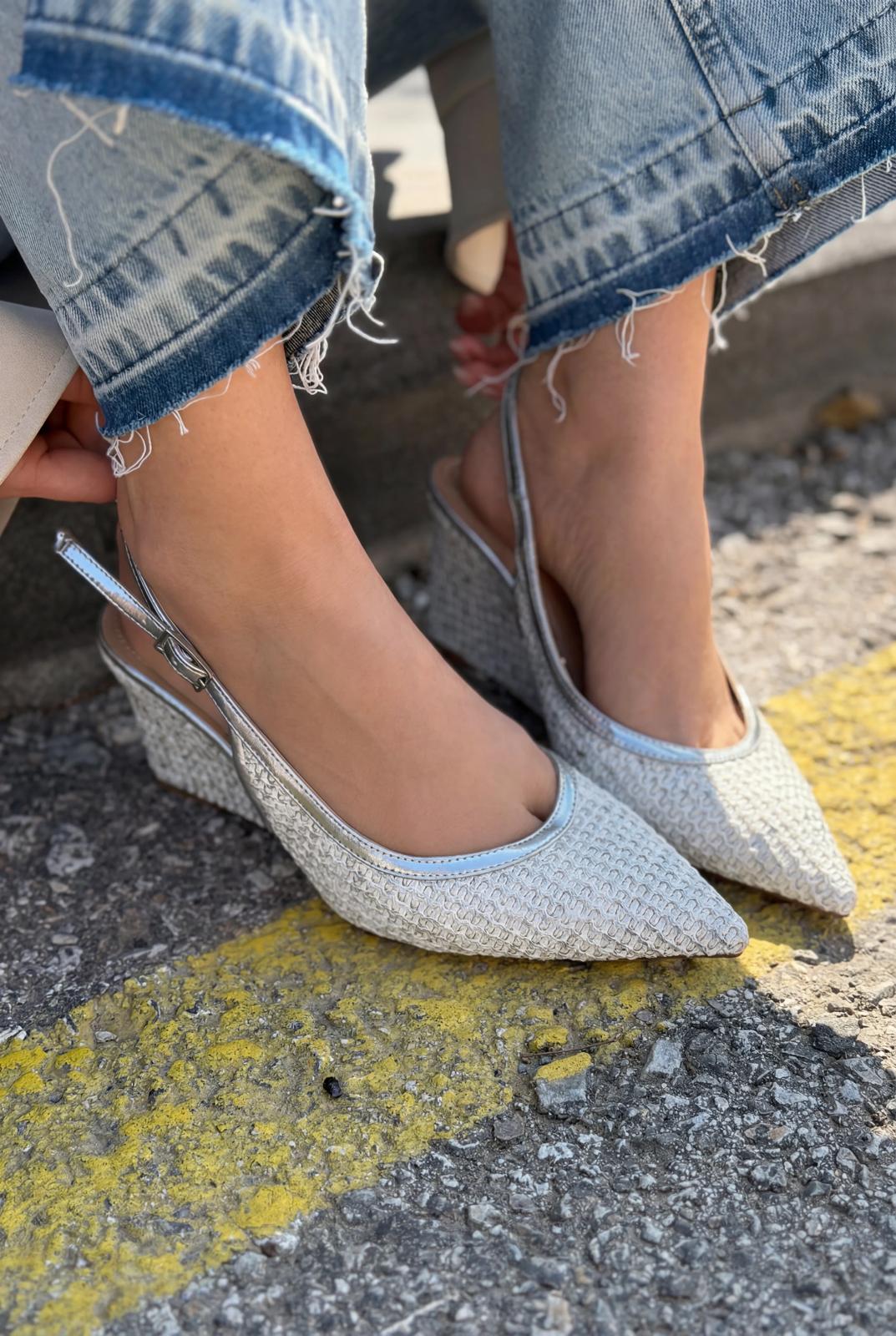 Solthera Silver Women's Wedge Heel Stilettos