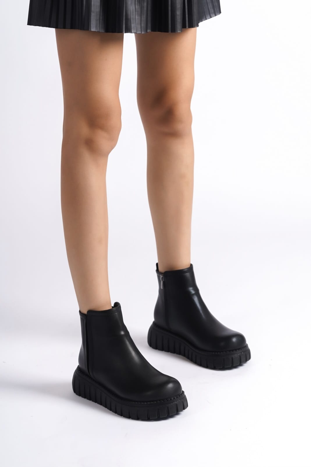 Velarise Black Faux Leather Women's Boots