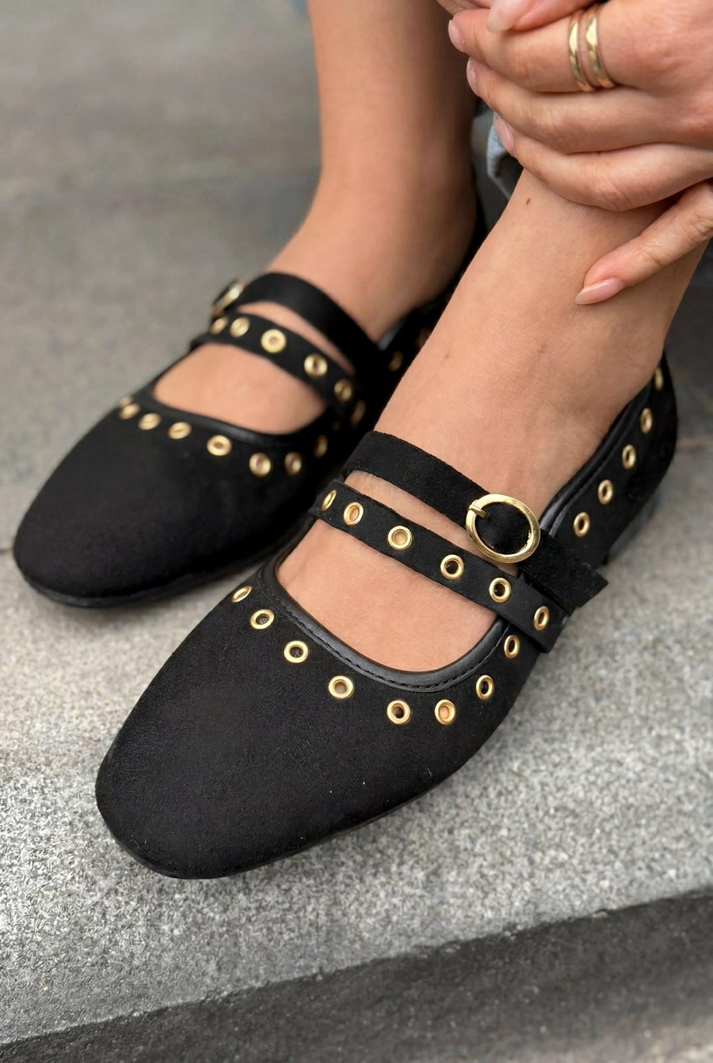 Elia Black Suede Women's Flats
