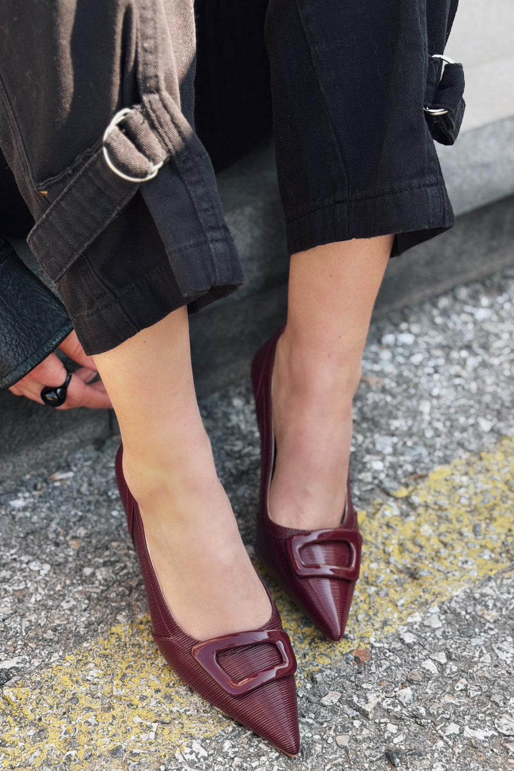 Finrel Burgundy Patent Faux Leather Women's Stilettos