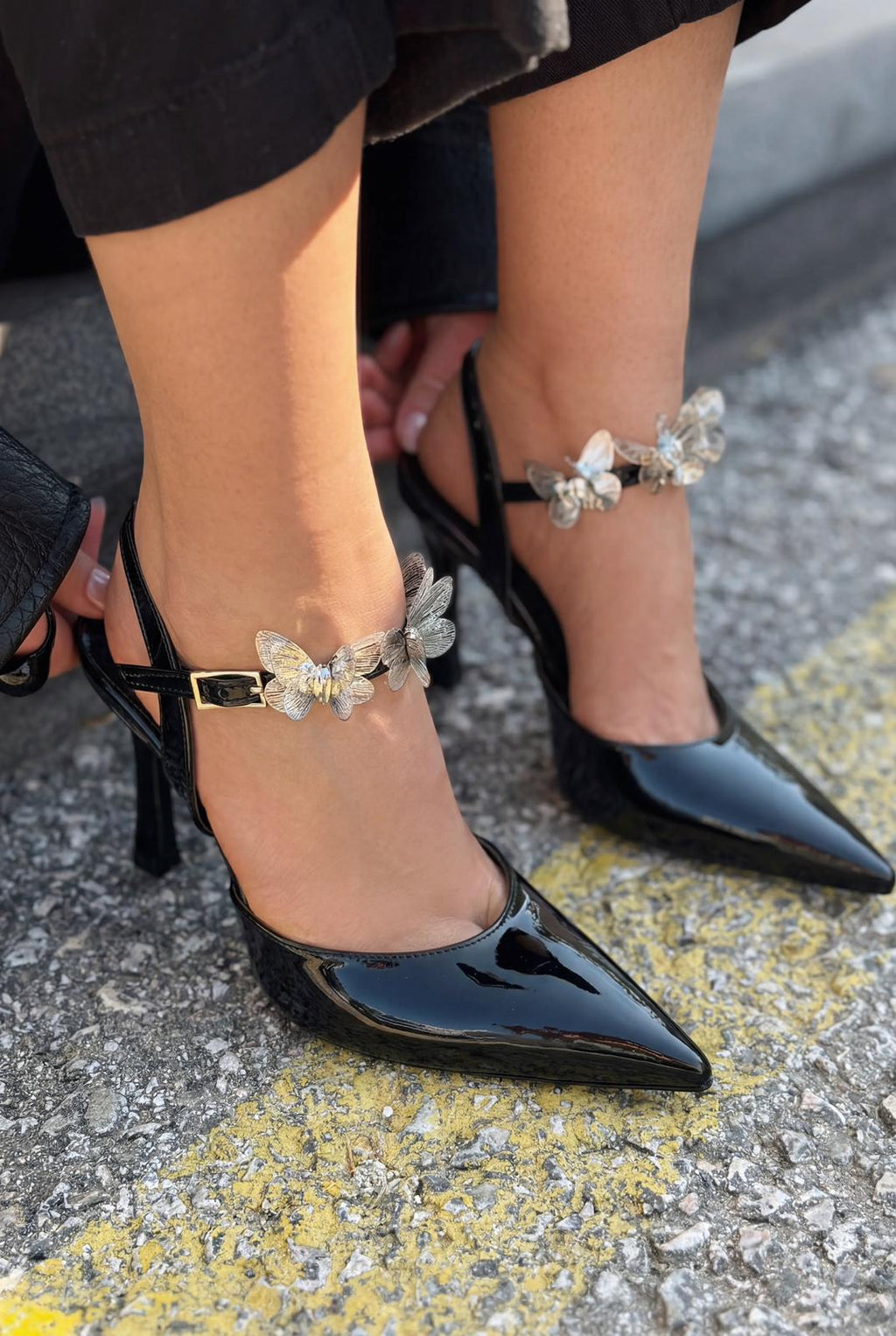 Senar Black Patent Faux Leather Women's Stilettos