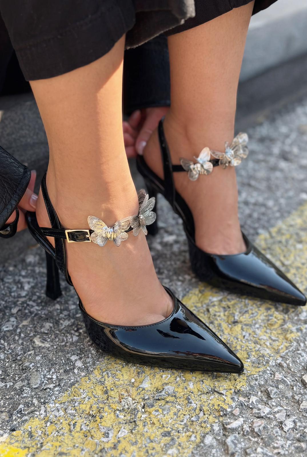 Senar Black Patent Faux Leather Women's Stilettos