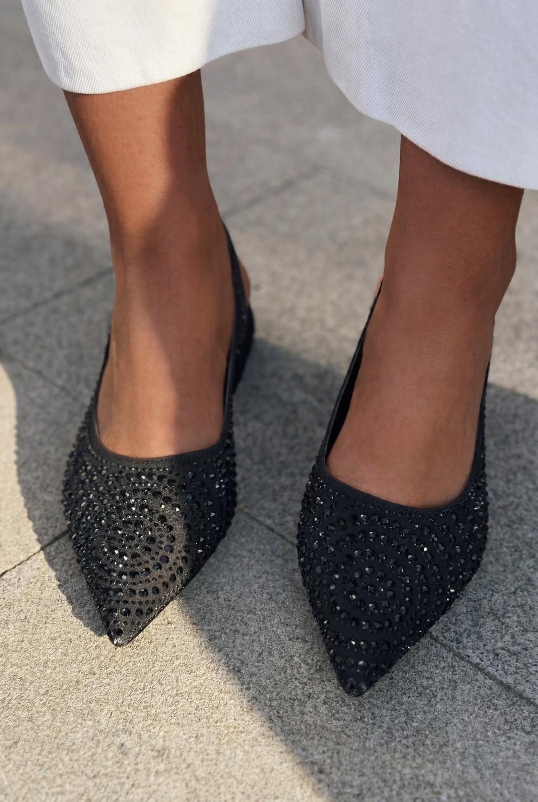 Dunes Black Satin Women's Pumps