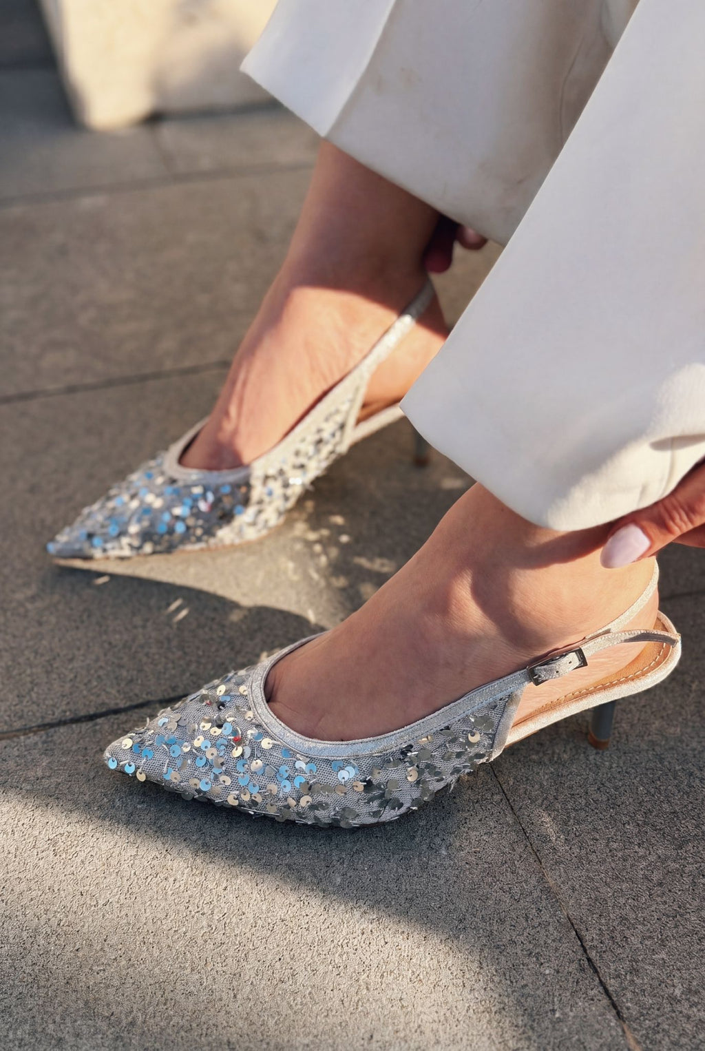 Selorine Silver Sequin Women's Stilettos