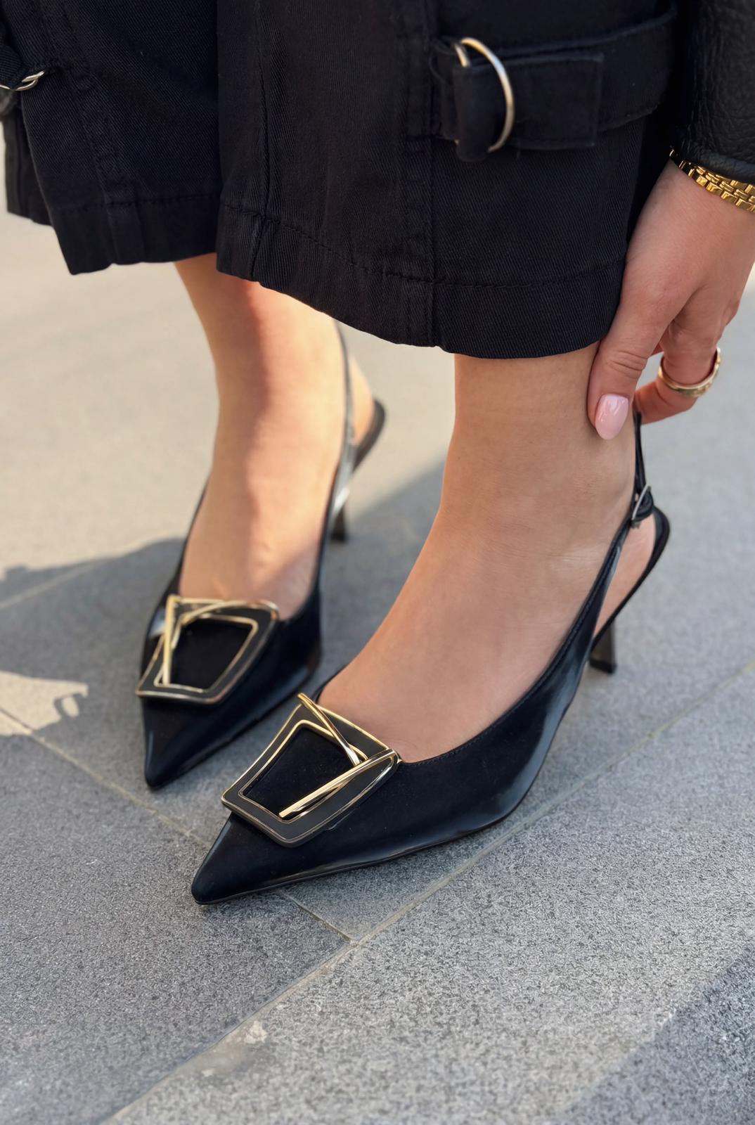 Talvine Black Satin Women's Stilettos