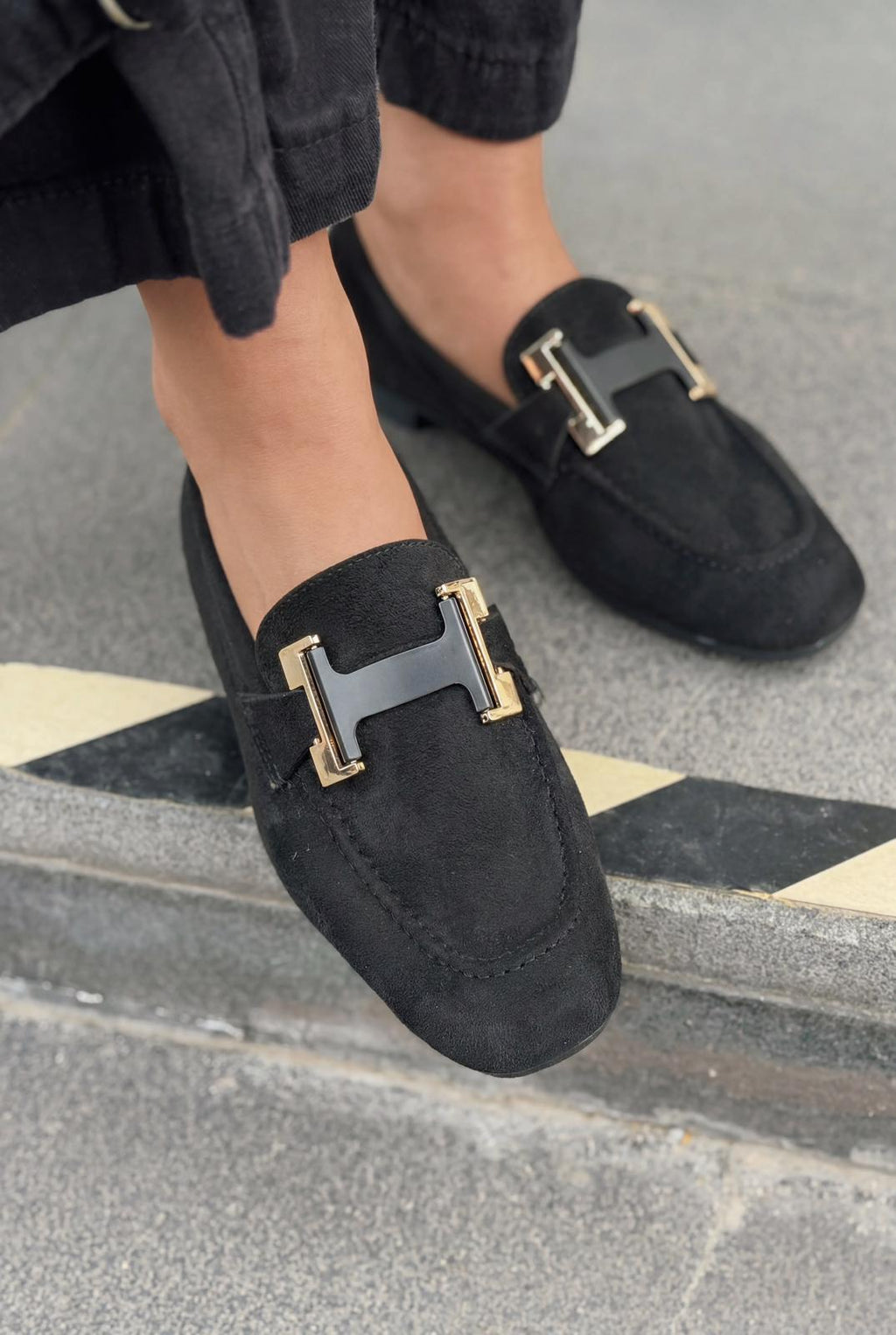 Elara Black Suede Women's Loafers