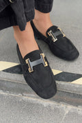 Elara Black Suede Women's Loafers