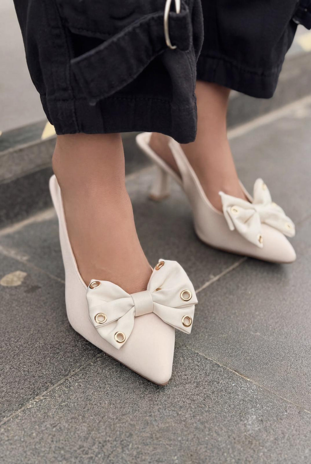Delvonis Beige Satin Women's Stilettos