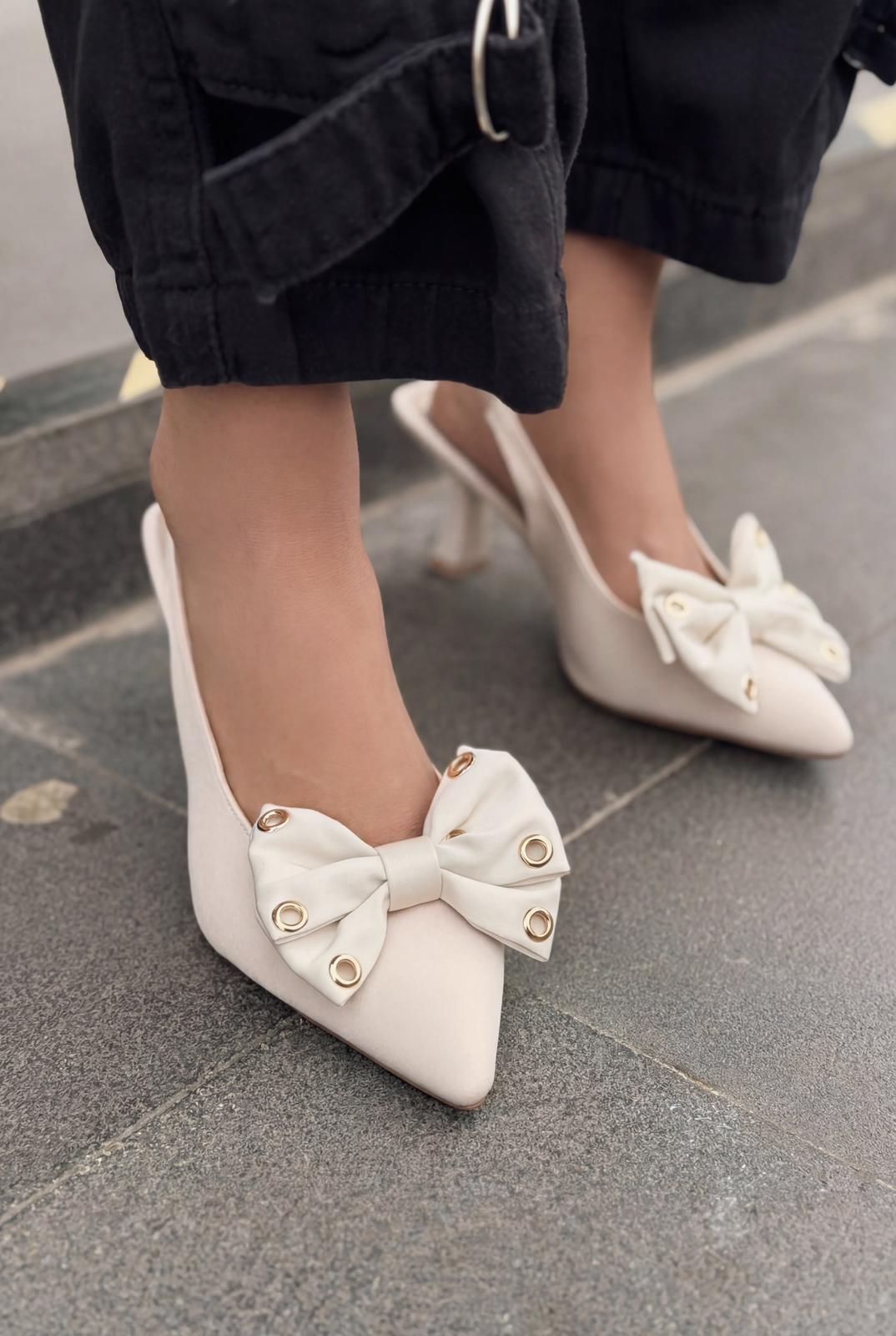 Delvonis Beige Satin Women's Stilettos