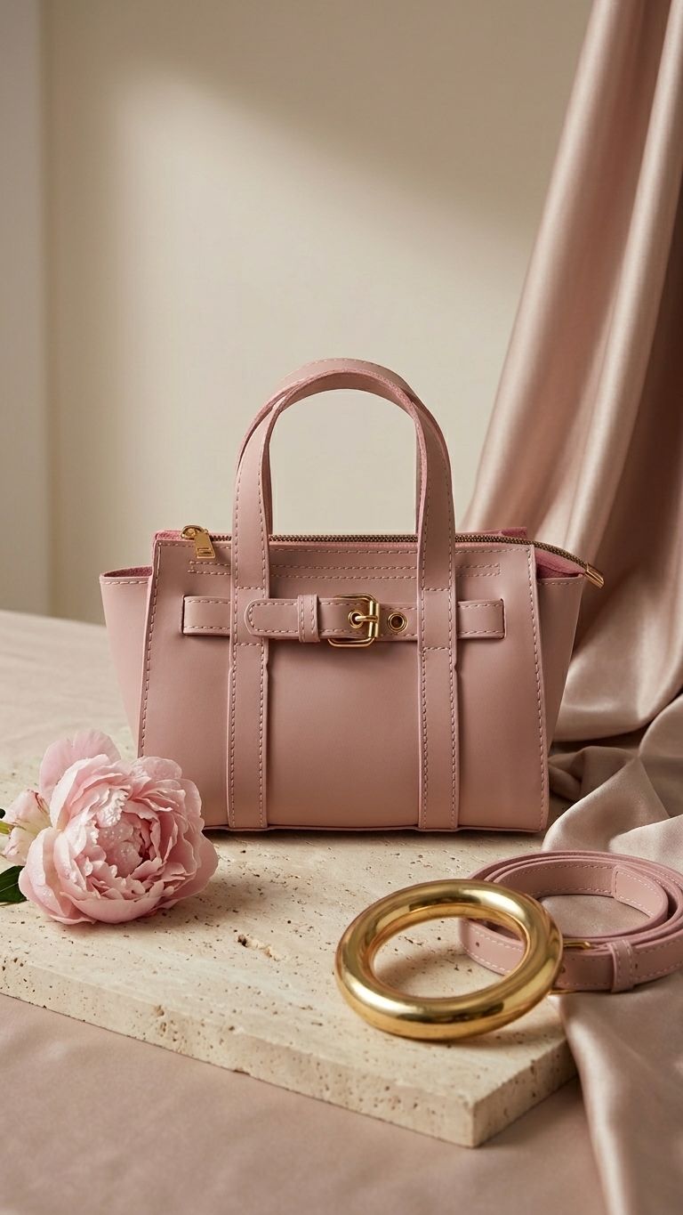 Norev women's handbag Powder Pink faux leather