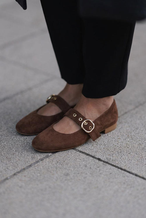 Dexor Dark Brown Suede Women's Flats