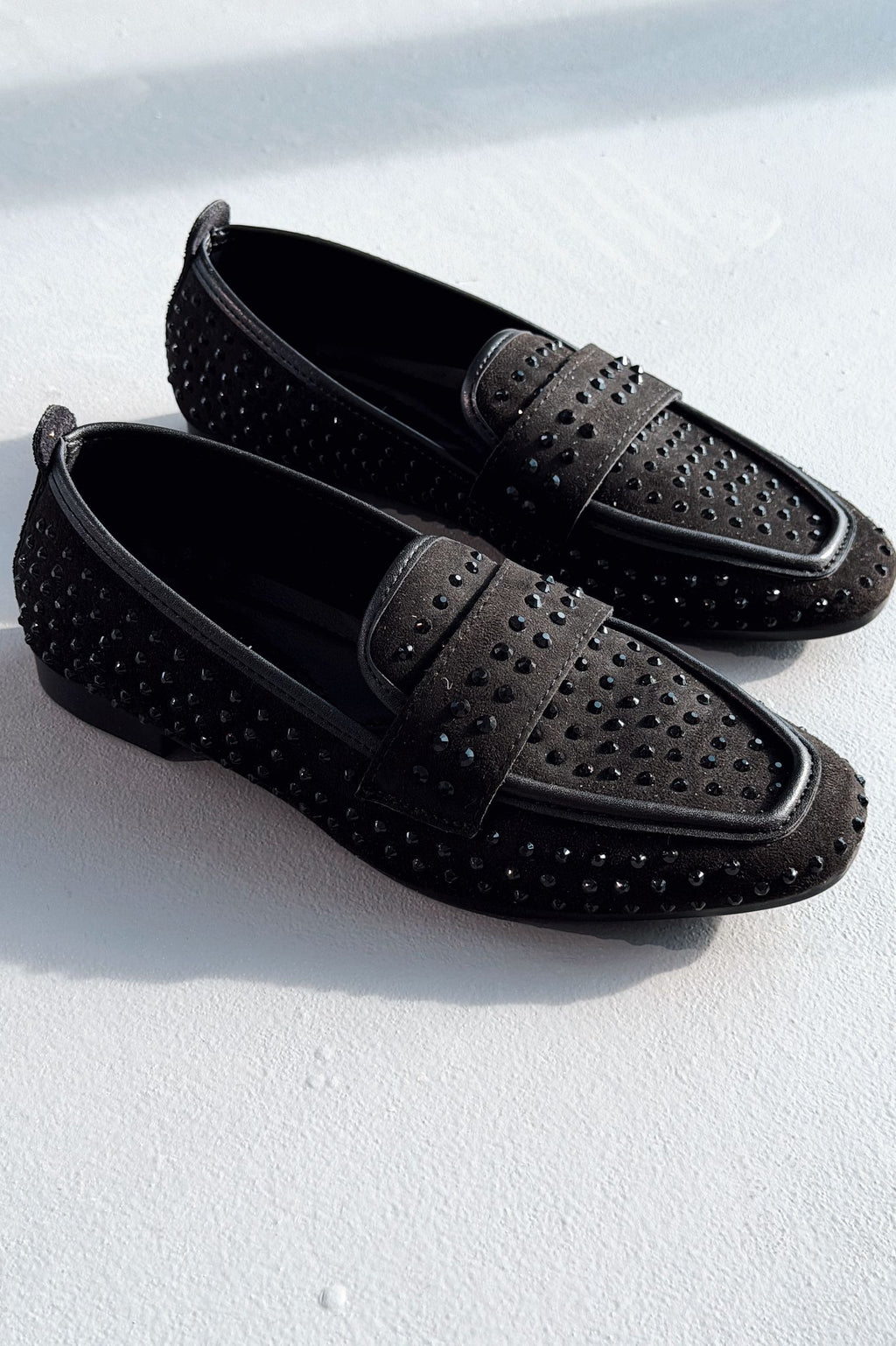 Talori Black Suede Black Embellished Women's Loafers