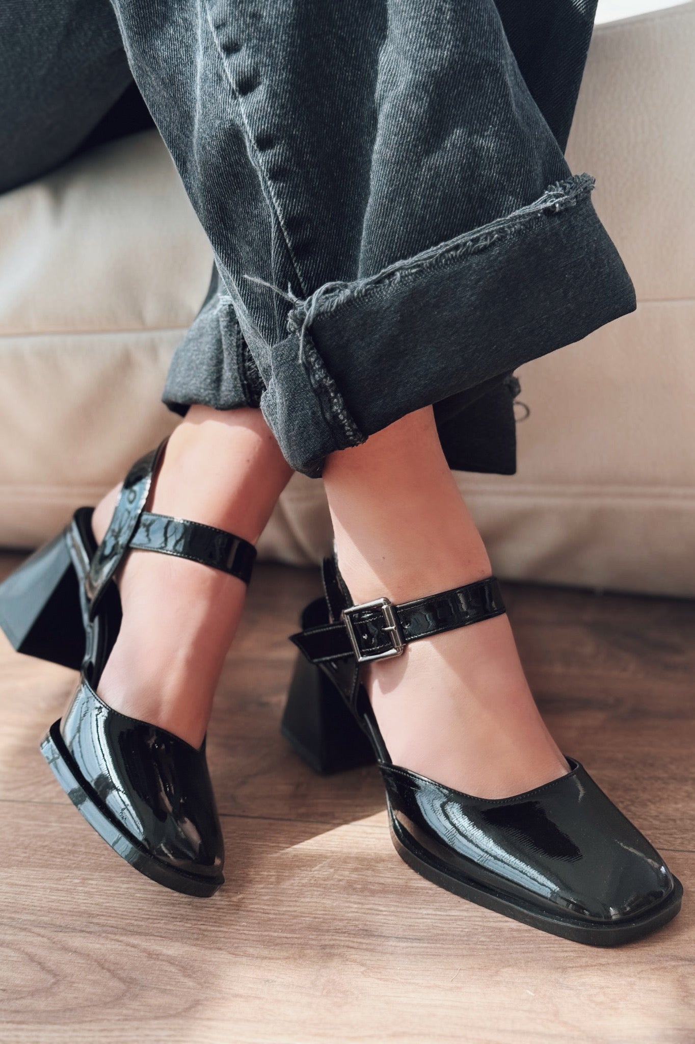 Melora Black Patent Faux Leather Women's Mary Jane