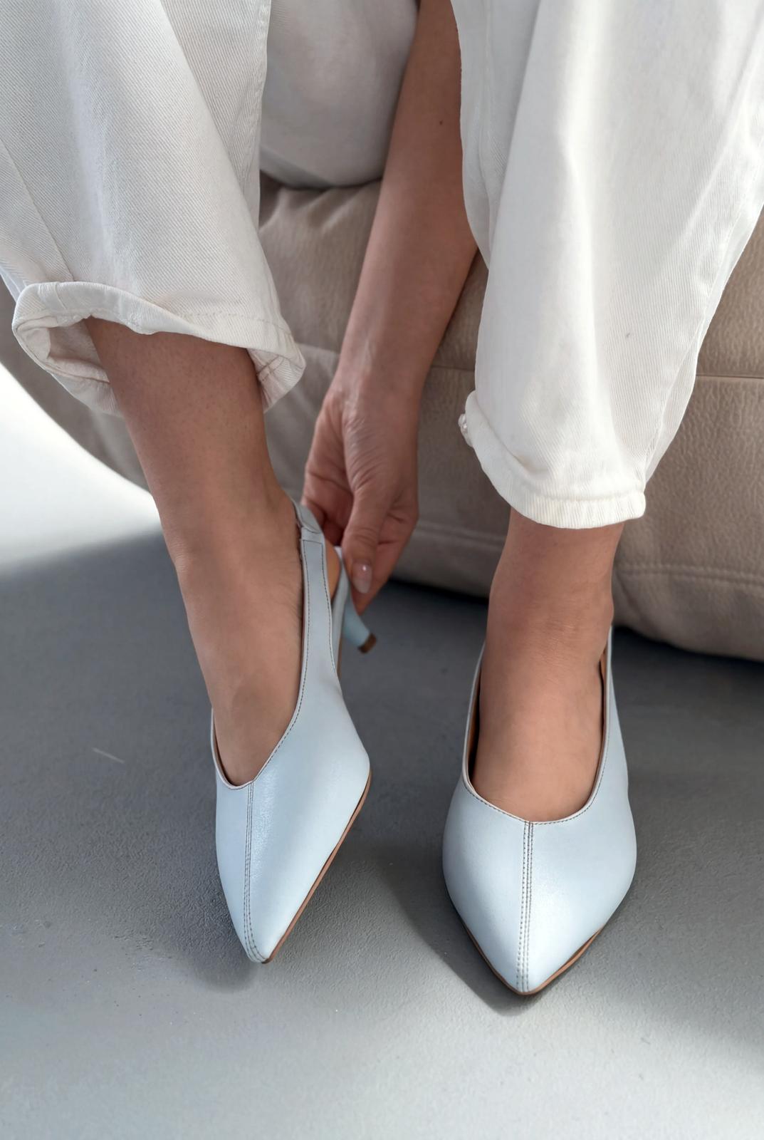 Selor Baby Blue Genuine Leather Faux Leather Women's Stilettos