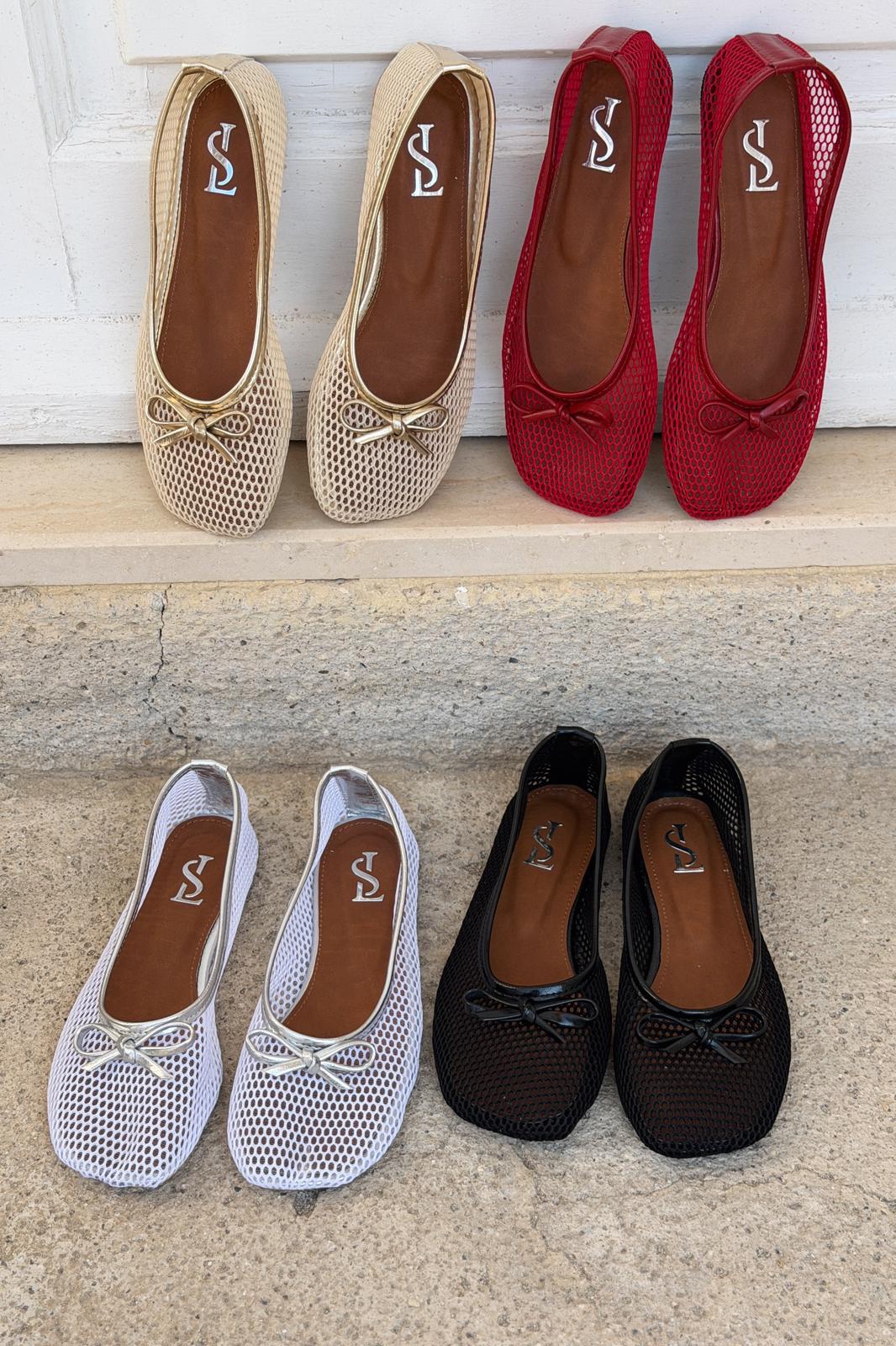 Torina Beige Mesh Women's Flats