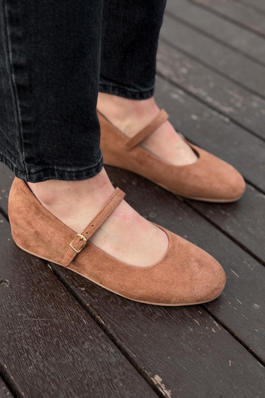 Tenris Black Suede Women's Wedge Heel Flats