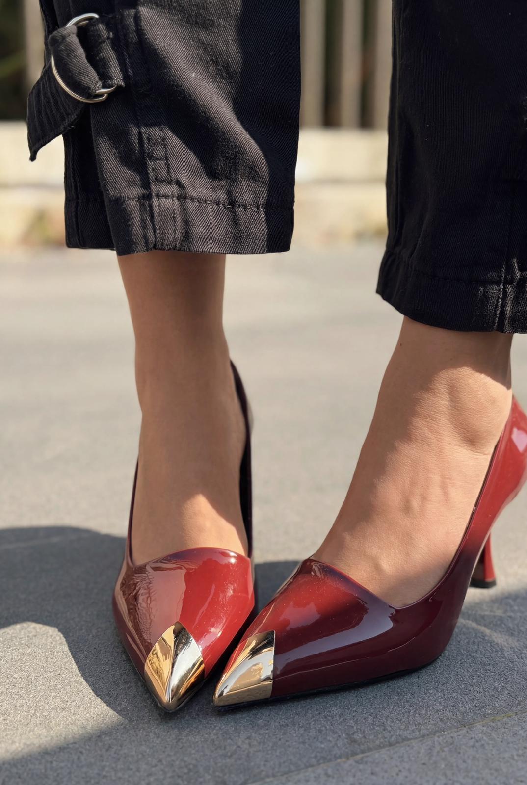 Noctra Bordeaux Patent Faux Leather Women's Stilettos