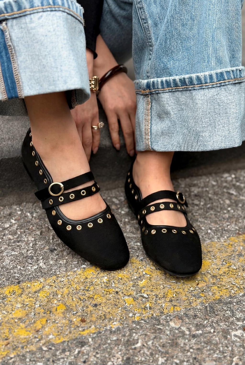 Elia Black Suede Women's Flats