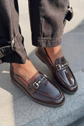 Toler Dark Brown Patent Faux Leather Women's Loafers