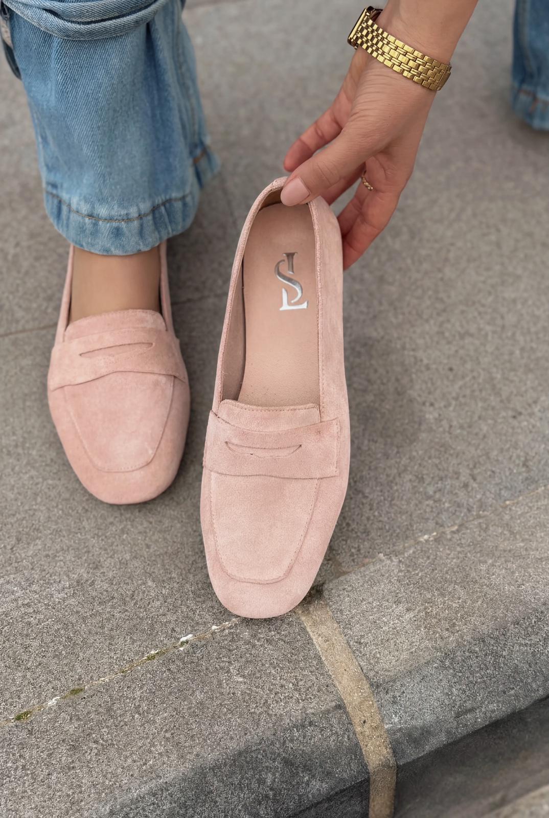Melniel Blush Genuine Suede Women's Loafers