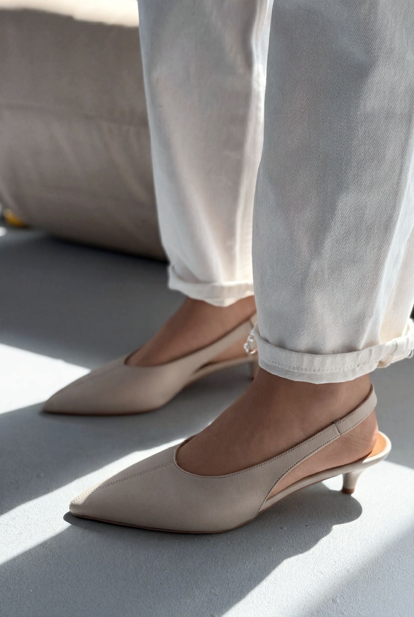 Selor Beige Genuine Leather Faux Leather Women's Stilettos