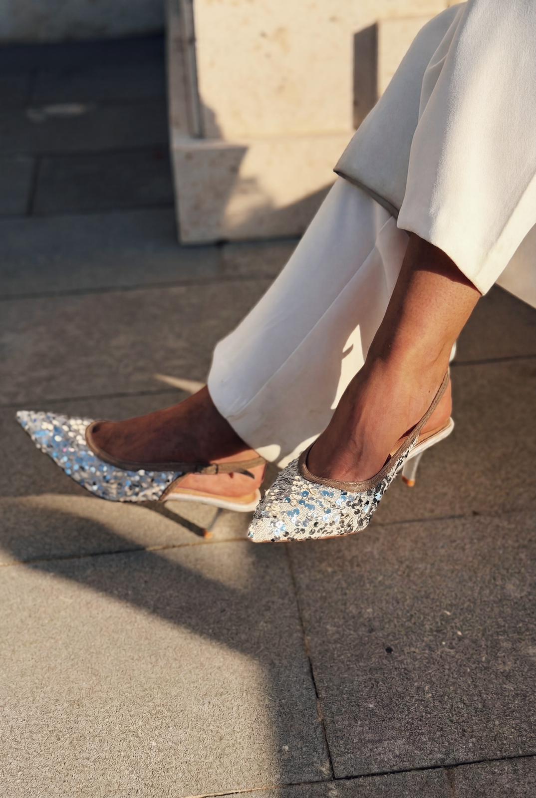 Selorine Silver Sequin Women's Stilettos