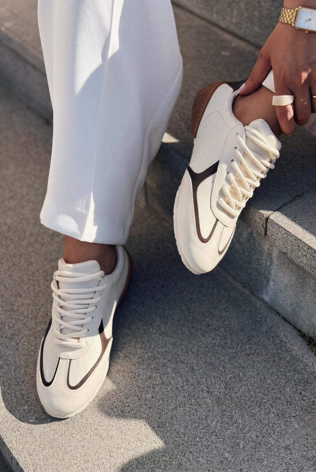 Rosven Taupe Faux Leather Women's Sneakers