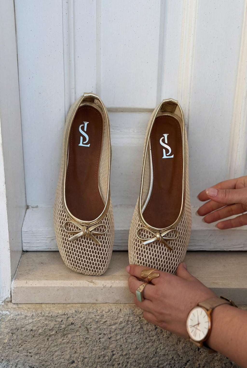 Torina Beige Mesh Women's Flats