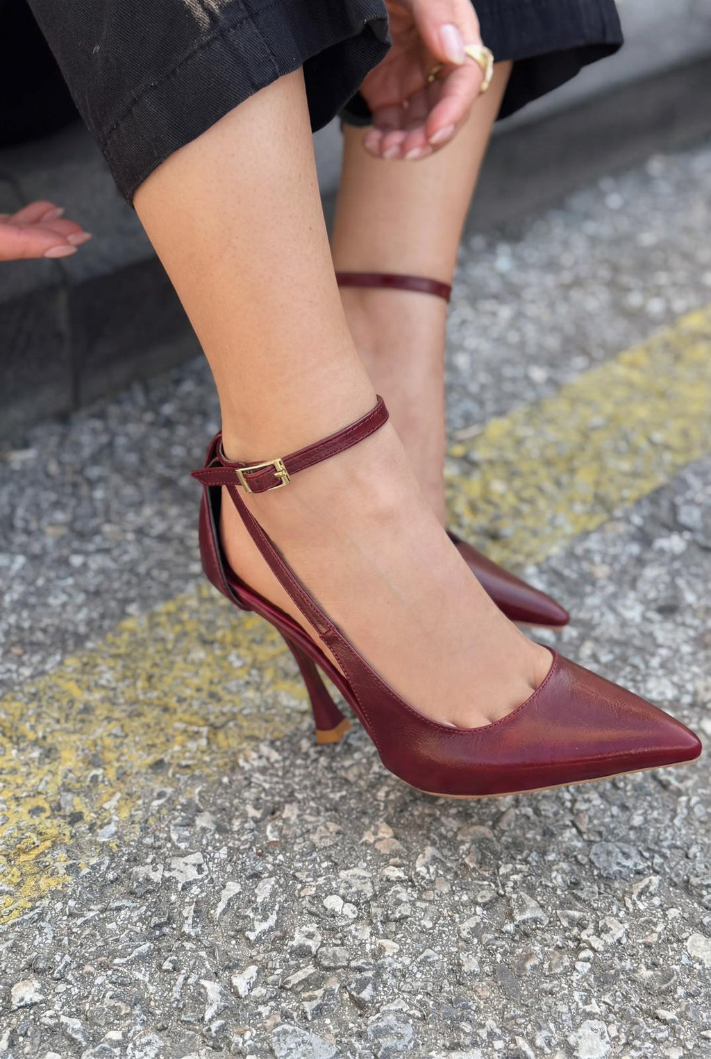 Nerole Burgundy Faux Leather Women's Stilettos