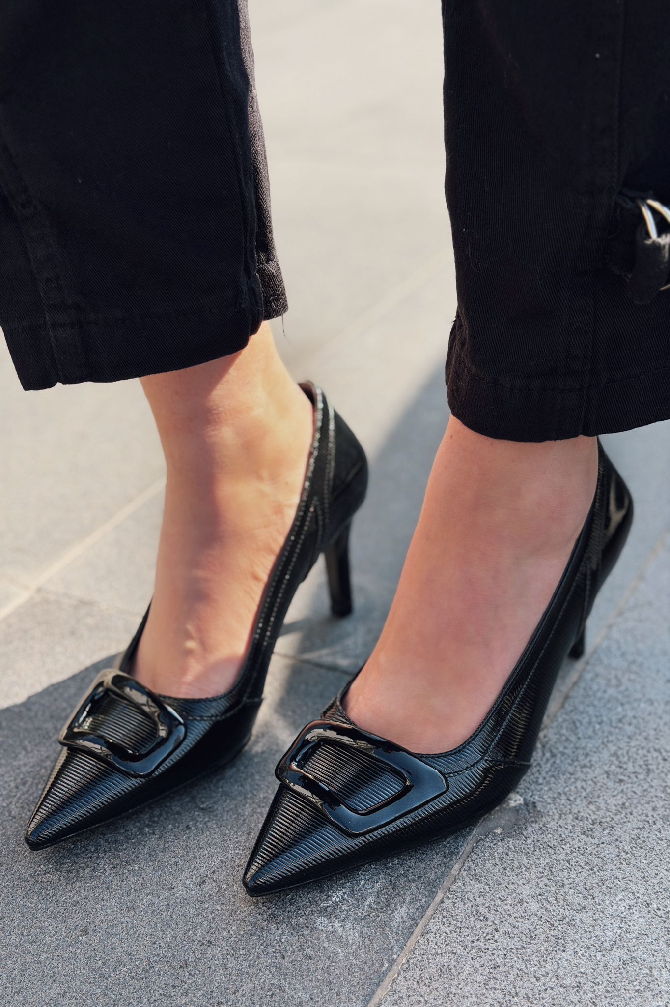 Finrel Black Patent Faux Leather Women's Stilettos