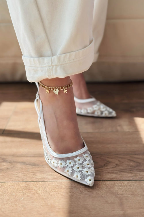 Dasewi White Mesh Women's Stilettos