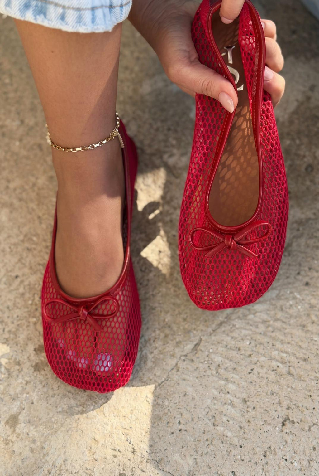 Torina Red Mesh Women's Flats