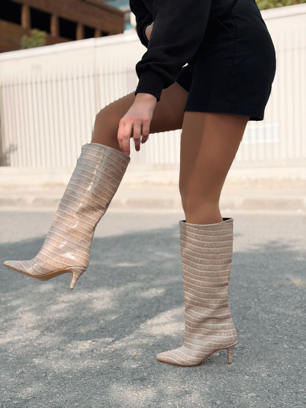 Gwen Patterned Women's Boots Nude