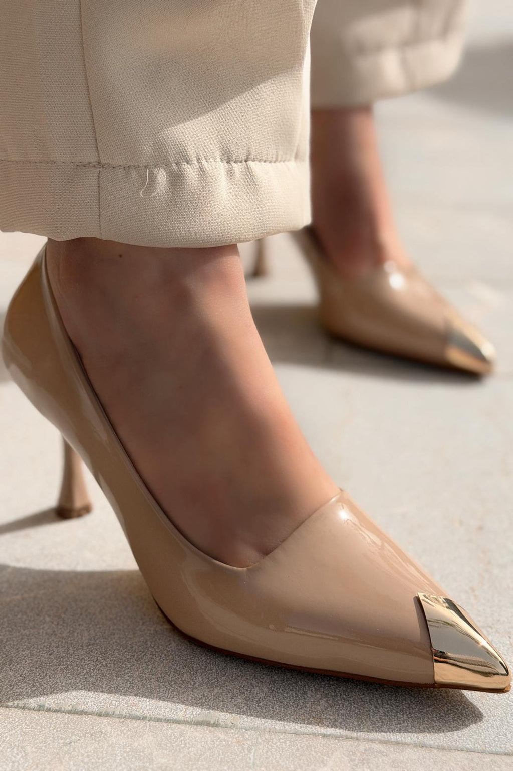 Noctra Nude Patent Faux Leather Women's Stilettos