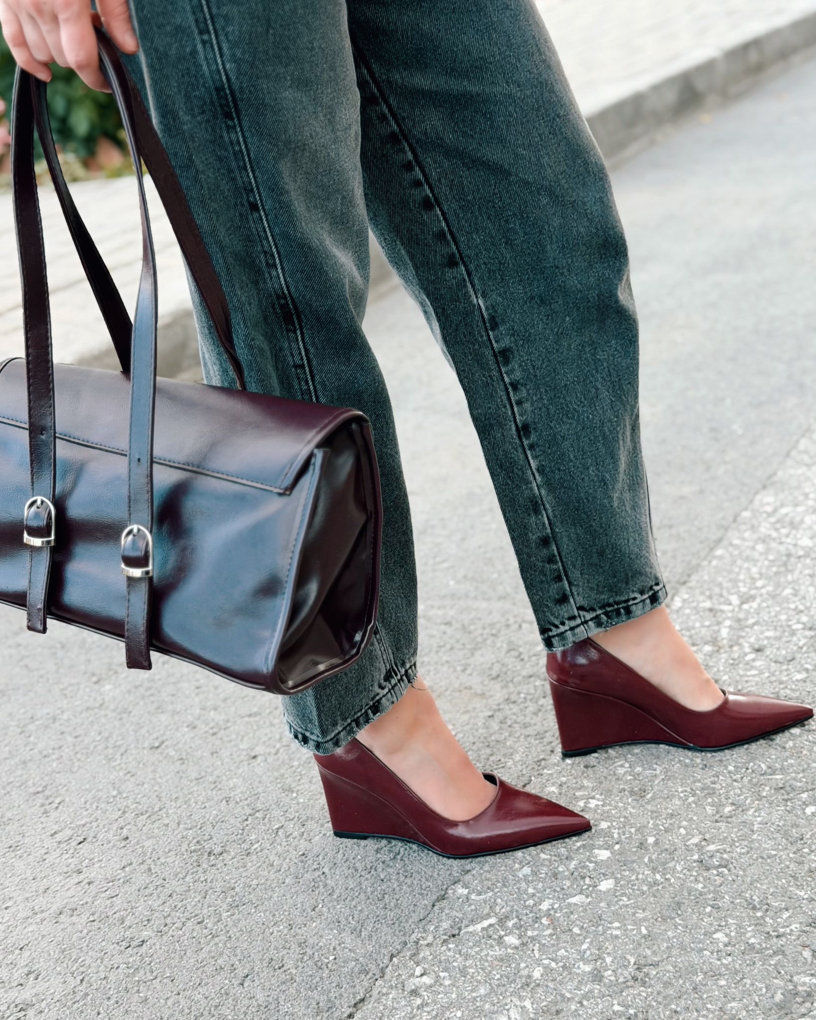 Mariel Bordeaux Faux Leather Platform Stiletto Pumps
