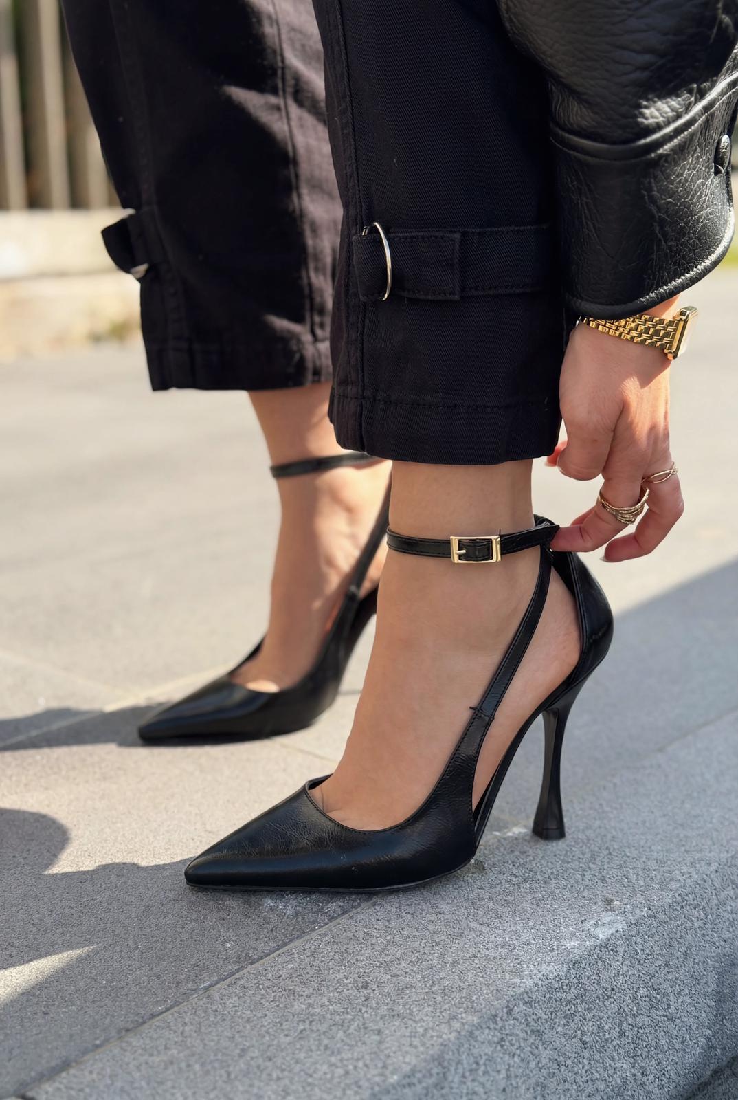 Nerole Black Faux Leather Women's Stilettos