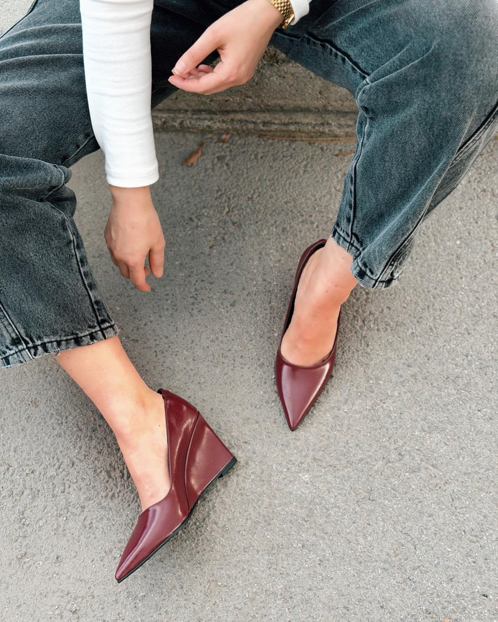 Mariel Bordeaux Faux Leather Platform Stiletto Pumps