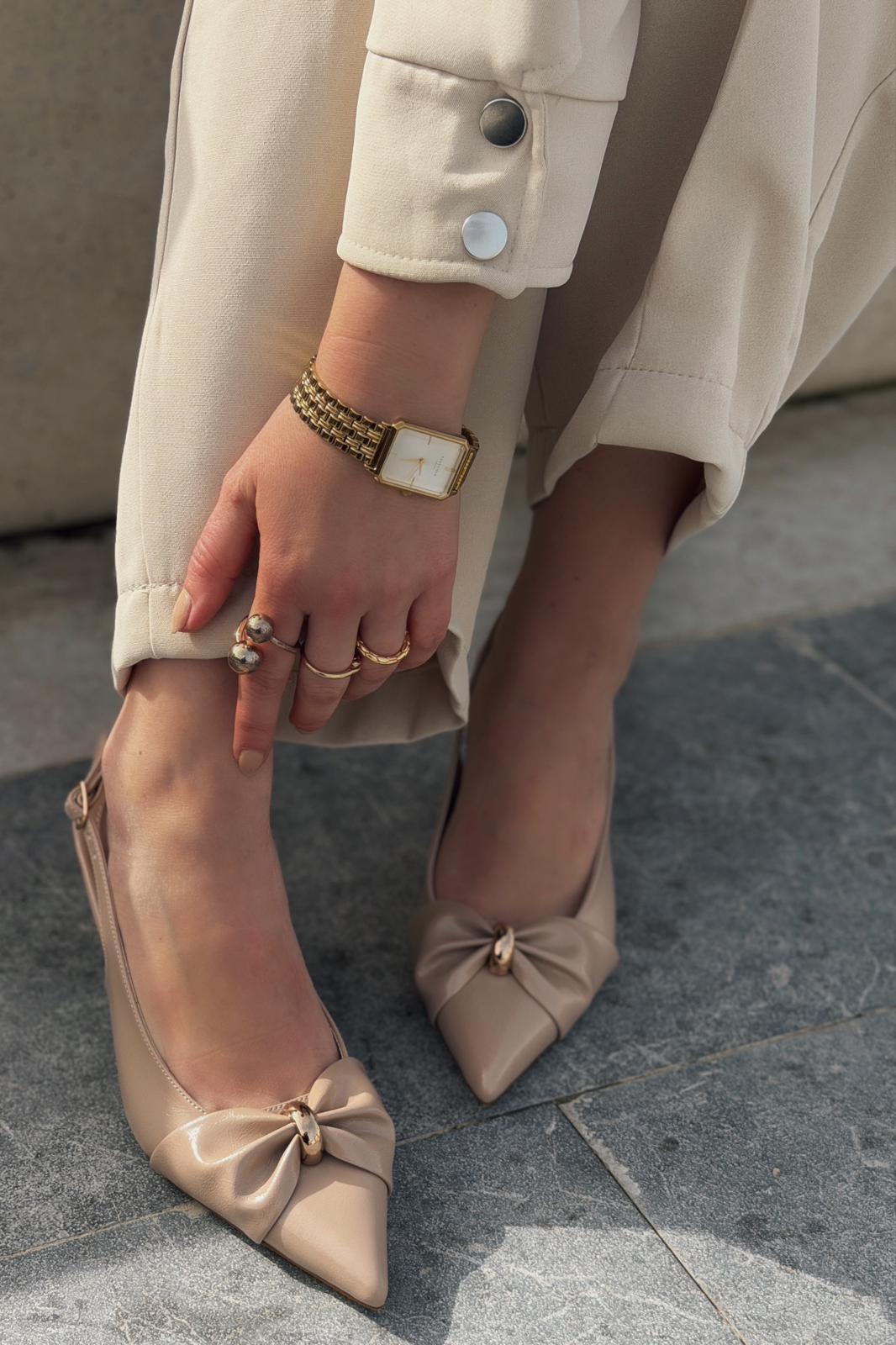 Lorvani Nude Faux Leather Women's Stilettos