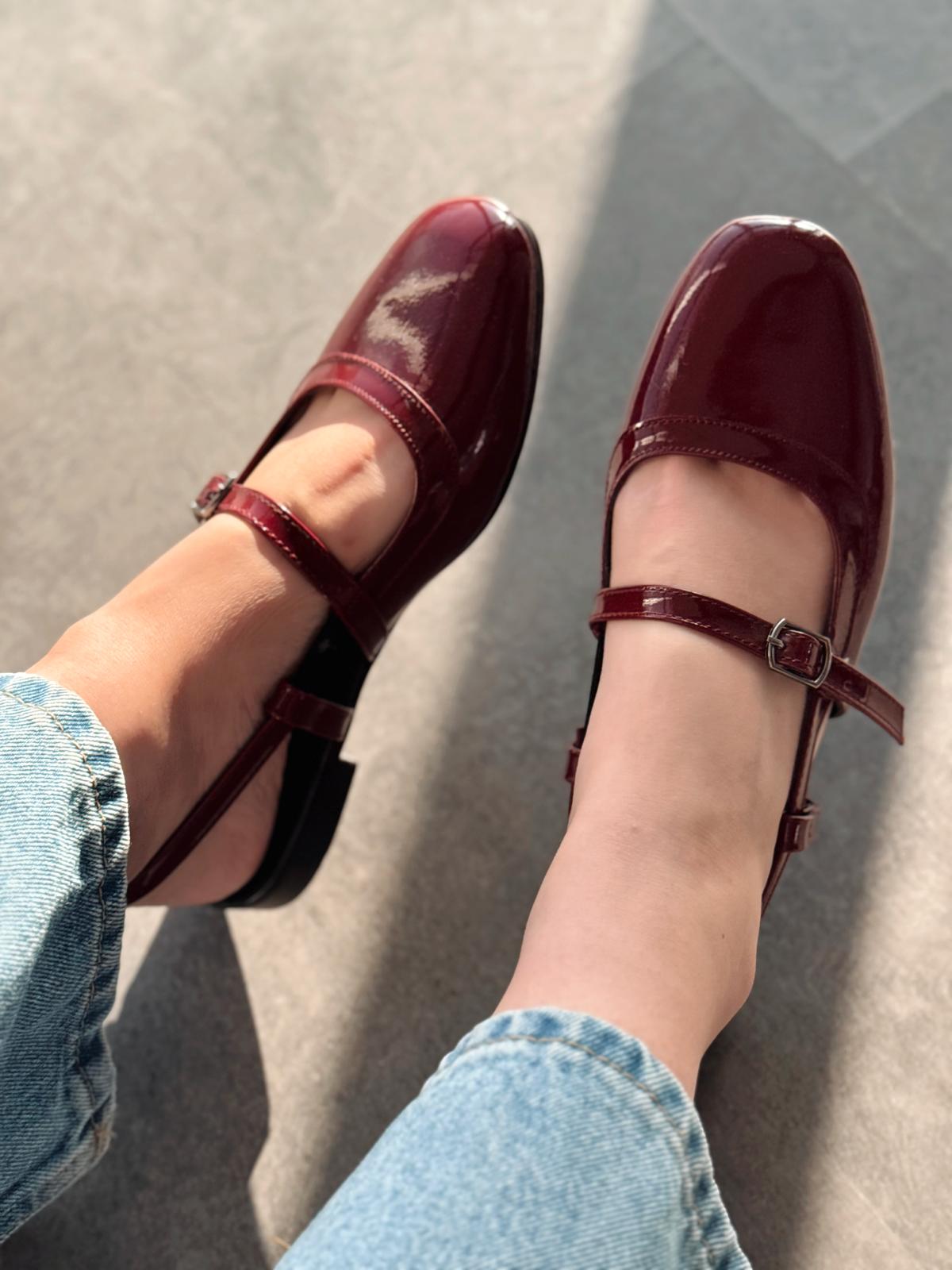 Minor Bordeaux Patent Faux Leather Women's Mary Jane