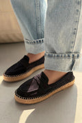 Celure Navy Genuine Suede Women's Espadrille Loafers