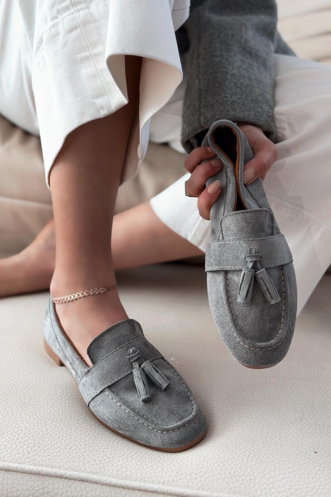 Olena Grey Suede Women's Loafers