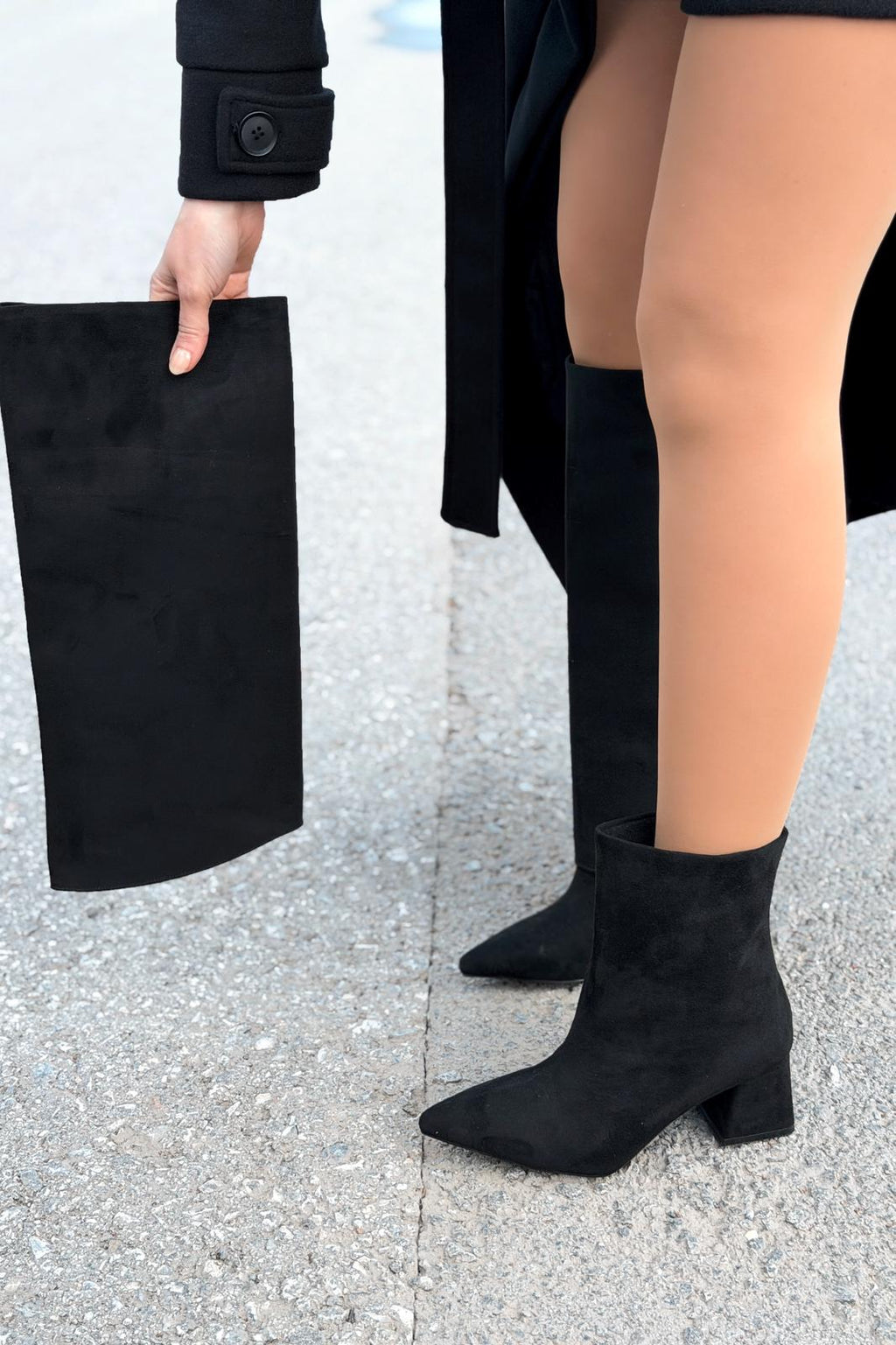 Axen Black Suede Women's Removable Shaft Boots