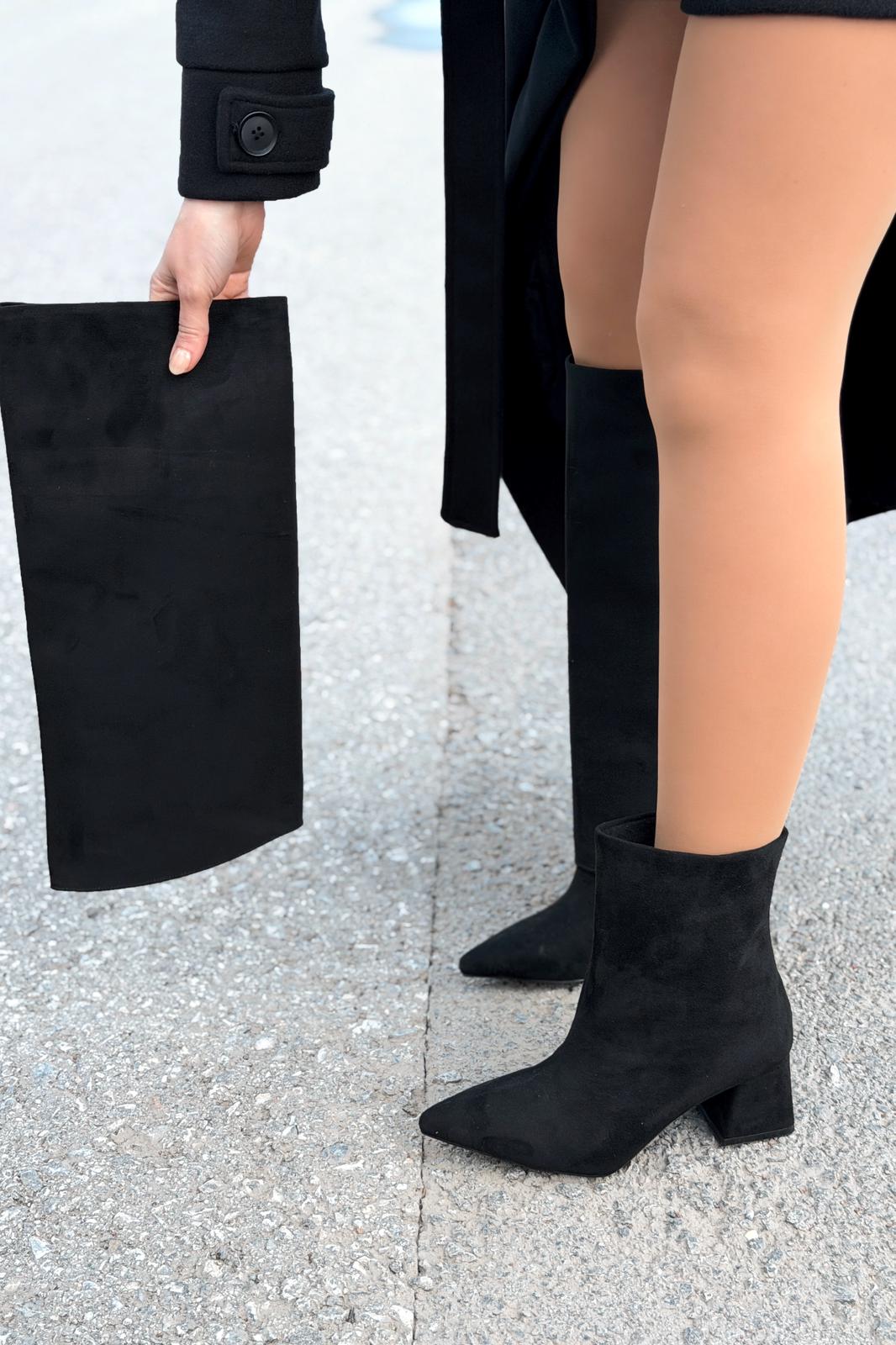 Axen Black Suede Women's Removable Shaft Boots